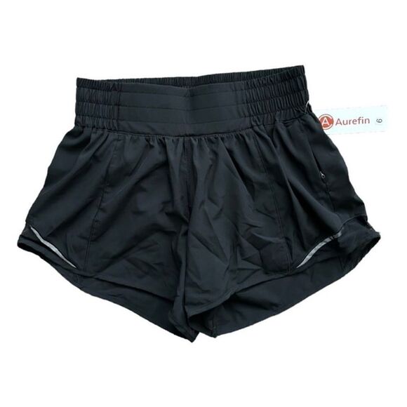 Aurefin Women's Black Running Shorts Athletic 4” Shorts Quick Dry Black Size 6 - Picture 1 of 4